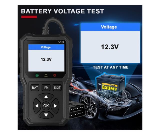 Foxsur V529 OBD2 autódiagnosztikai teszter, akkumulátorteszt, hibakód-keresés, 10 nyelv, motorkódok, O2 érzékelő, EVAP, képkocka