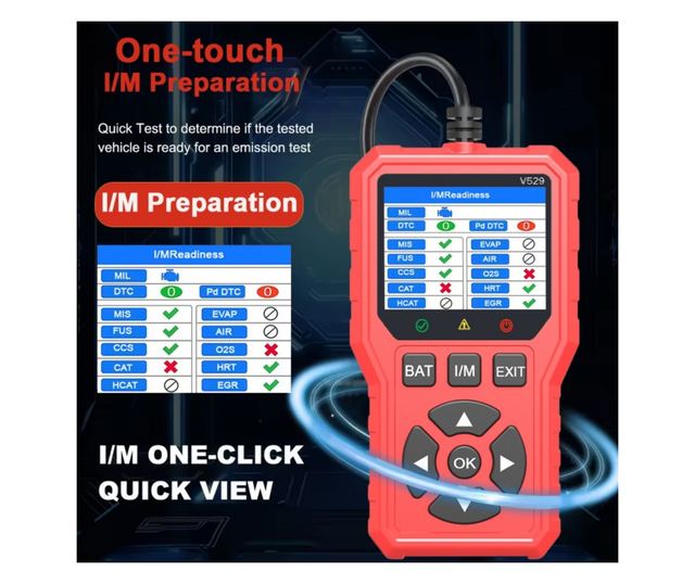 Foxsur V529 OBD2 autódiagnosztikai teszter, akkumulátorteszt, hibakód-keresés, 10 nyelv, motorkódok, O2 érzékelő, EVAP, képkocka