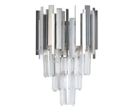 Aplica RFAN, Model WL339/2W, Textura Cristal, Metal, 2 X E14, Argintiu