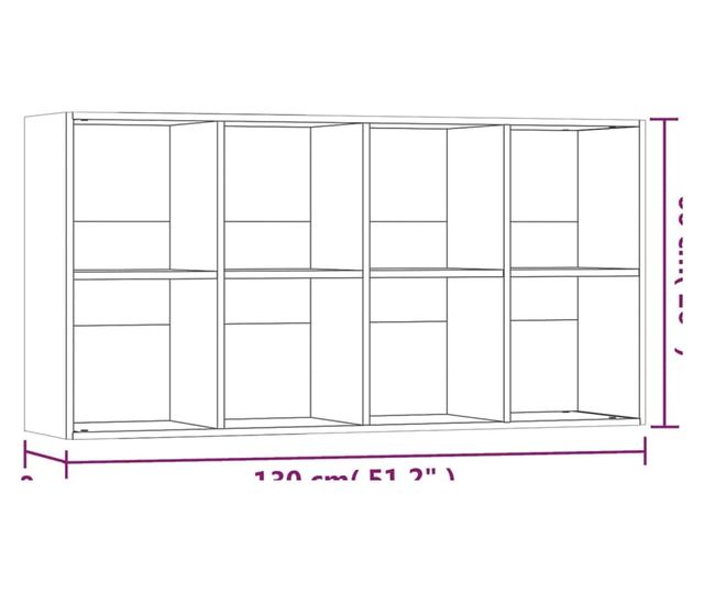 Knyvespolc/Komd, szrke sonoma, 66x30x130 cm, feldolgozott fa