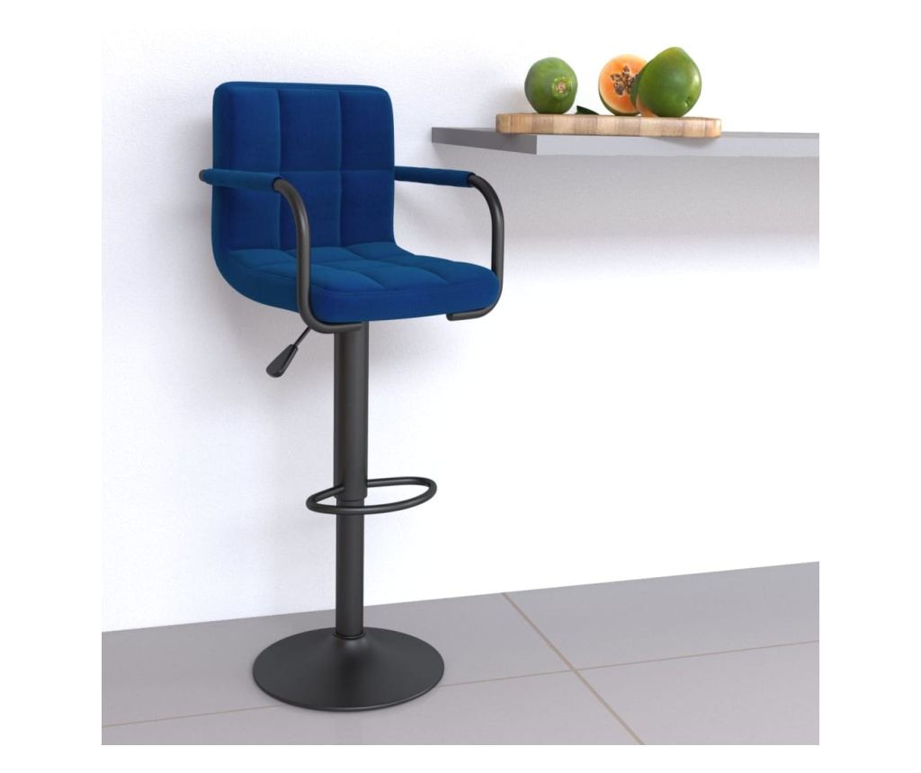 Barski stol, moder, tekstilni material - 2