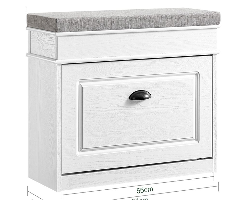SoBuy FSR82-K-WG Тънък шкаф за обувки с пейка
Дървен шкаф с ефект на състарено дърво в бяло, идеален за входното пространство. К - 3