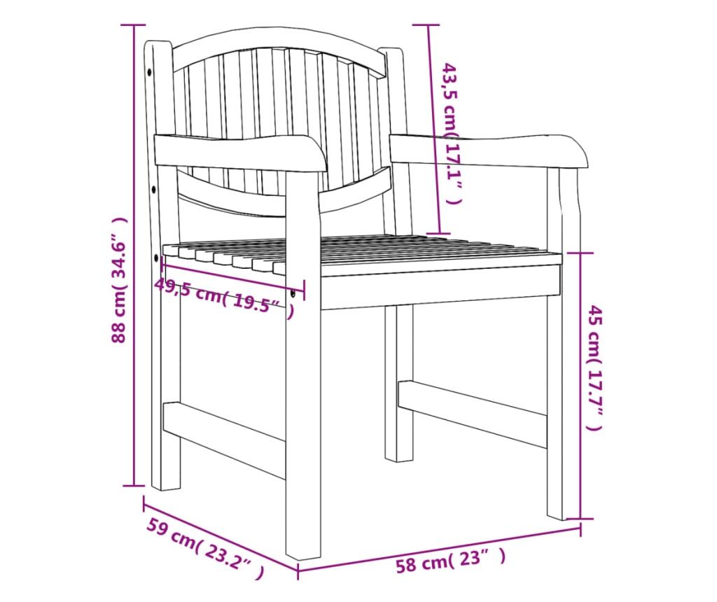 Комплект градински мебели, масивна тикова дървесина, 5 части - 12