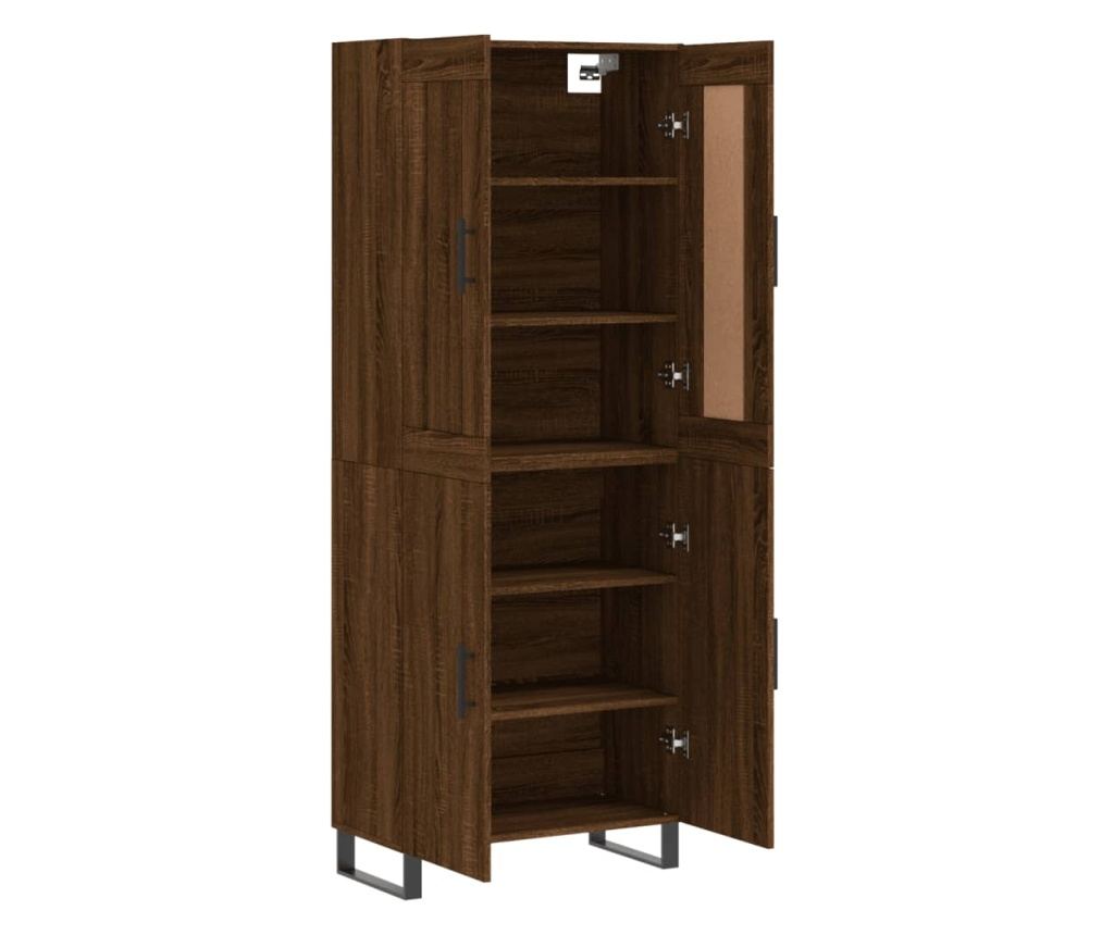 Visoki ormar, smeđa hrastovina, 69,5x34x180 cm, konstruirano drvo - 4