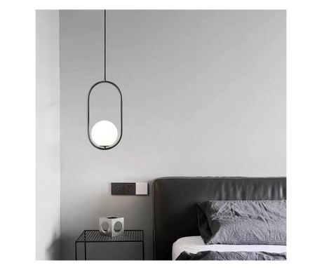 Pendul RFAN, Model ZM81, cu Abajur, 1 X E14, Inaltime Reglabila, Negru