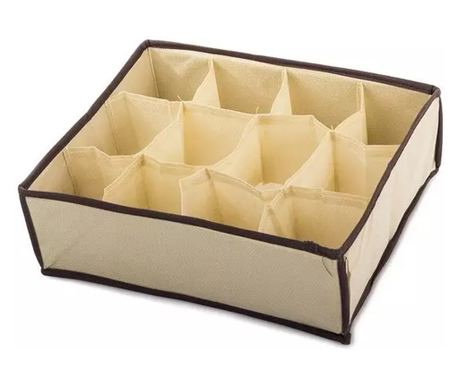 Organizator pentru sosete si lenjerie intima, 12 compartimente,Gonga® Crem