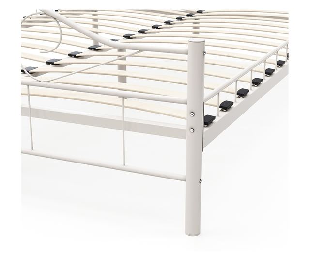 Metalowa rama łóżka Mimi ze stelażem w prezencie, dostępne w kilku wymiarach i kolorach-140x200cm-owa-biała