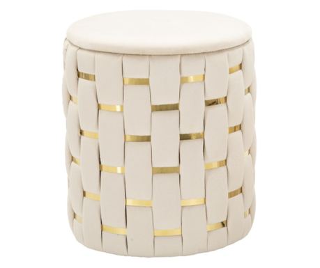 Pouf z shranjevalnim prostorom, krem, set 2 kos, ø 37x42-28x35 cm