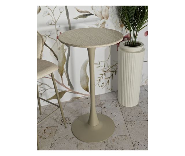 STÓŁ BAROWY ALASKA CREAM CM Ø 60 X 106