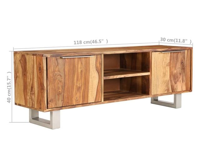 TV komoda, masivni sheesham, završna obrada boje meda 118x30x40 cm