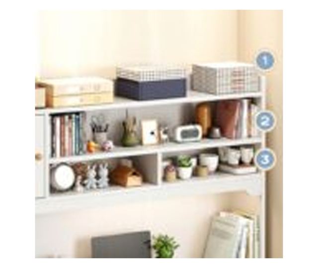 Biro alb pentru laptop, în stil loft, cu rafturi mari pentru jocuri