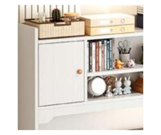 Biro alb pentru laptop, în stil loft, cu rafturi mari pentru jocuri