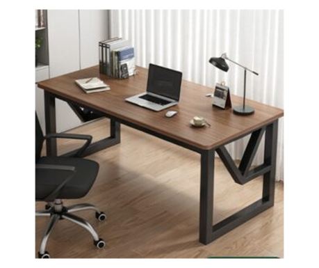 Birou de gaming modern din lemn de fag închis, stil industrial, 120 cm