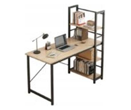 Biro pentru tineri cu rafturi pentru computer, rafturi metalice moderne, maro deschis