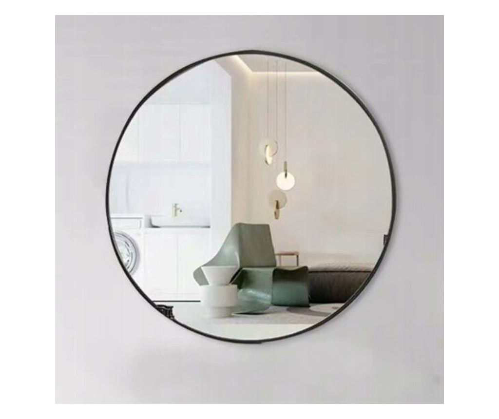 Oglindă industrială rotundă mare pentru baie, sufragerie sau dormitor, neagră, 70 cm, 700 - 8