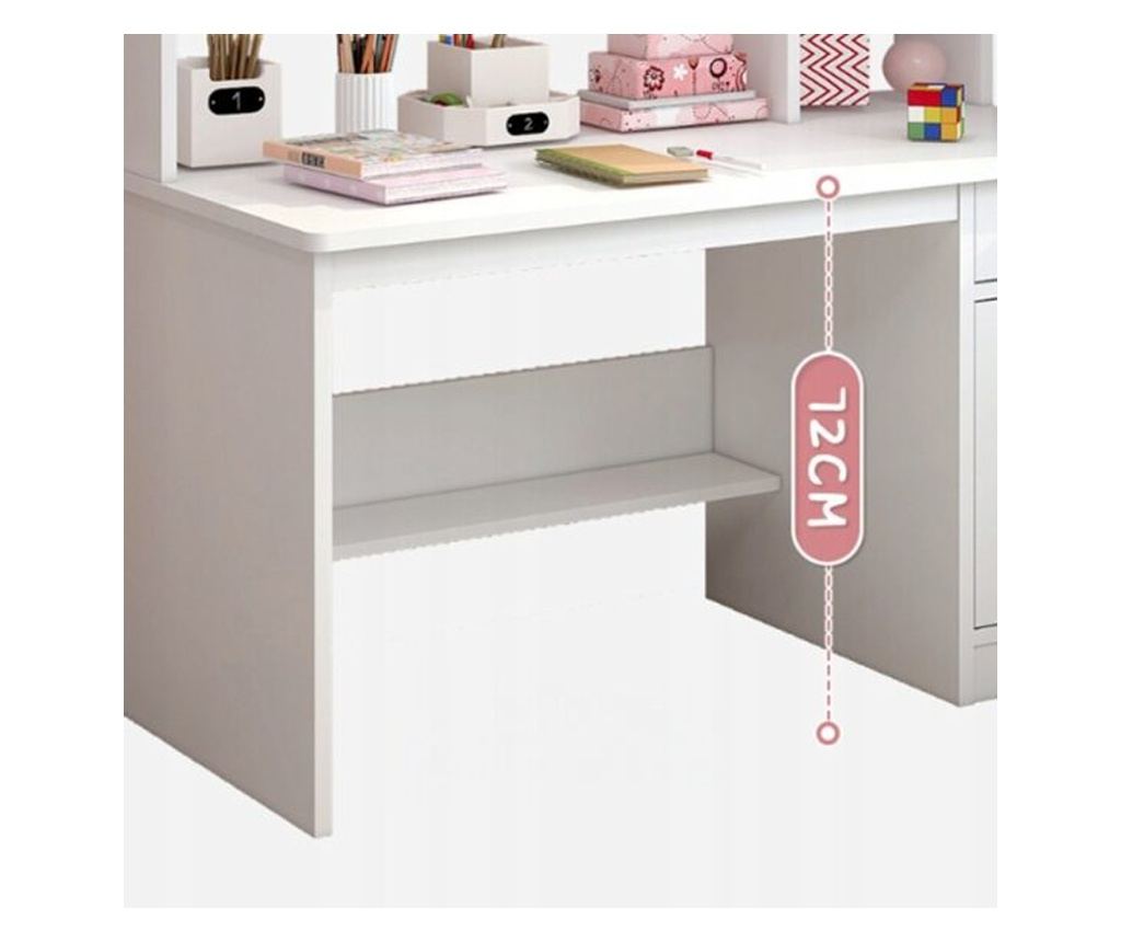 Birou alb pentru laptop, stil loft, cu 7 rafturi - 5