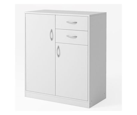 Comodă modernă cu sertare și rafturi loft albă, bibliotecă, dulap cu ușă 74 cm