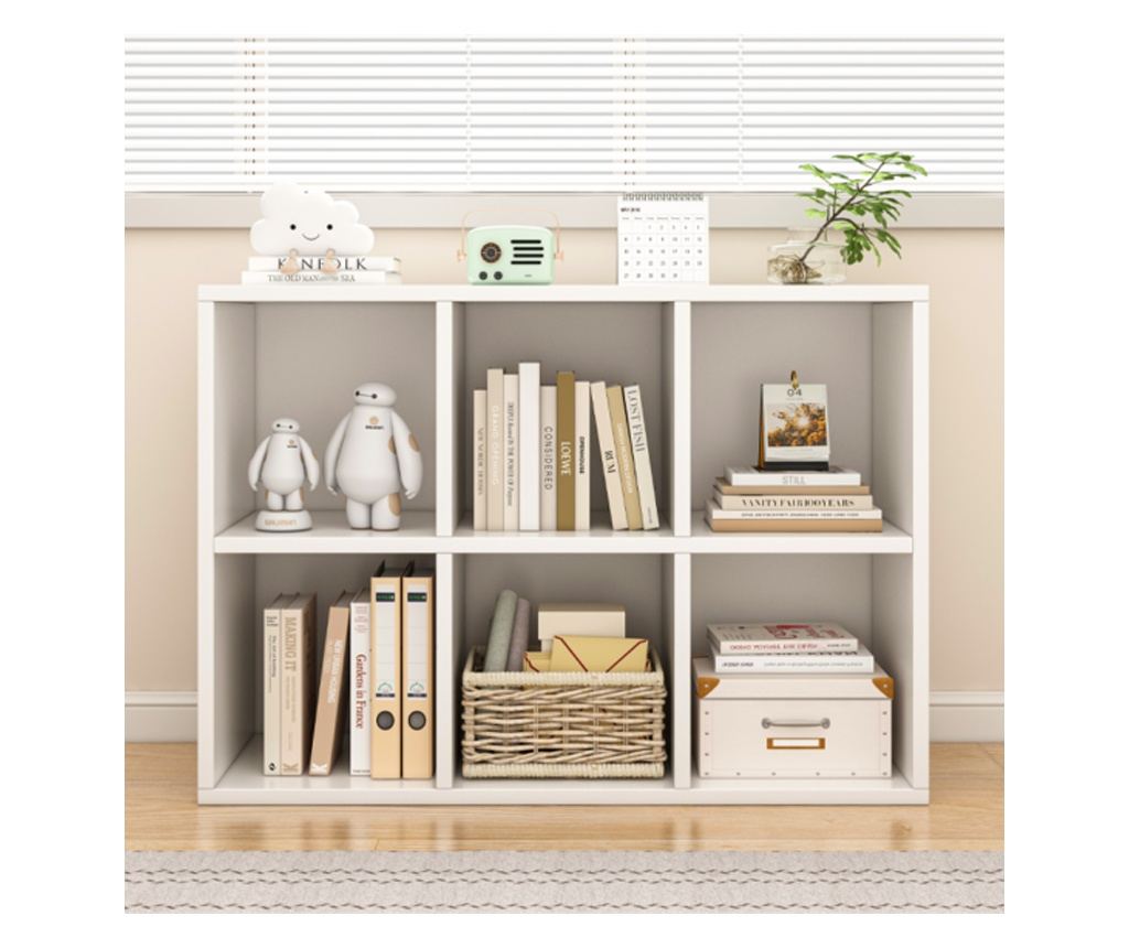 Bibliotecă deschisă, comodă cubică 2x3, spațioasă, albă, pentru cărți, de birou, modernă - 2