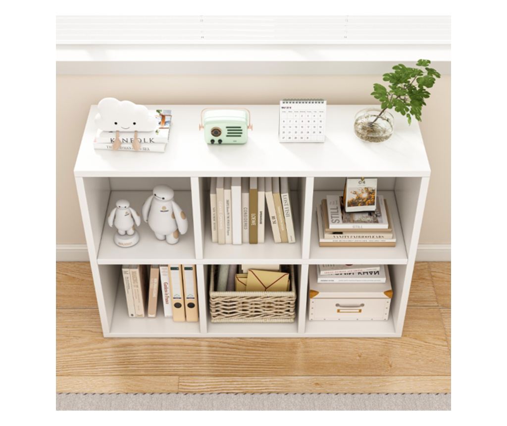 Bibliotecă deschisă, comodă cubică 2x3, spațioasă, albă, pentru cărți, de birou, modernă - 3