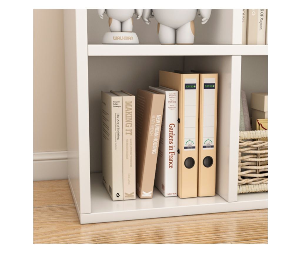 Bibliotecă deschisă, comodă cubică 2x3, spațioasă, albă, pentru cărți, de birou, modernă - 4