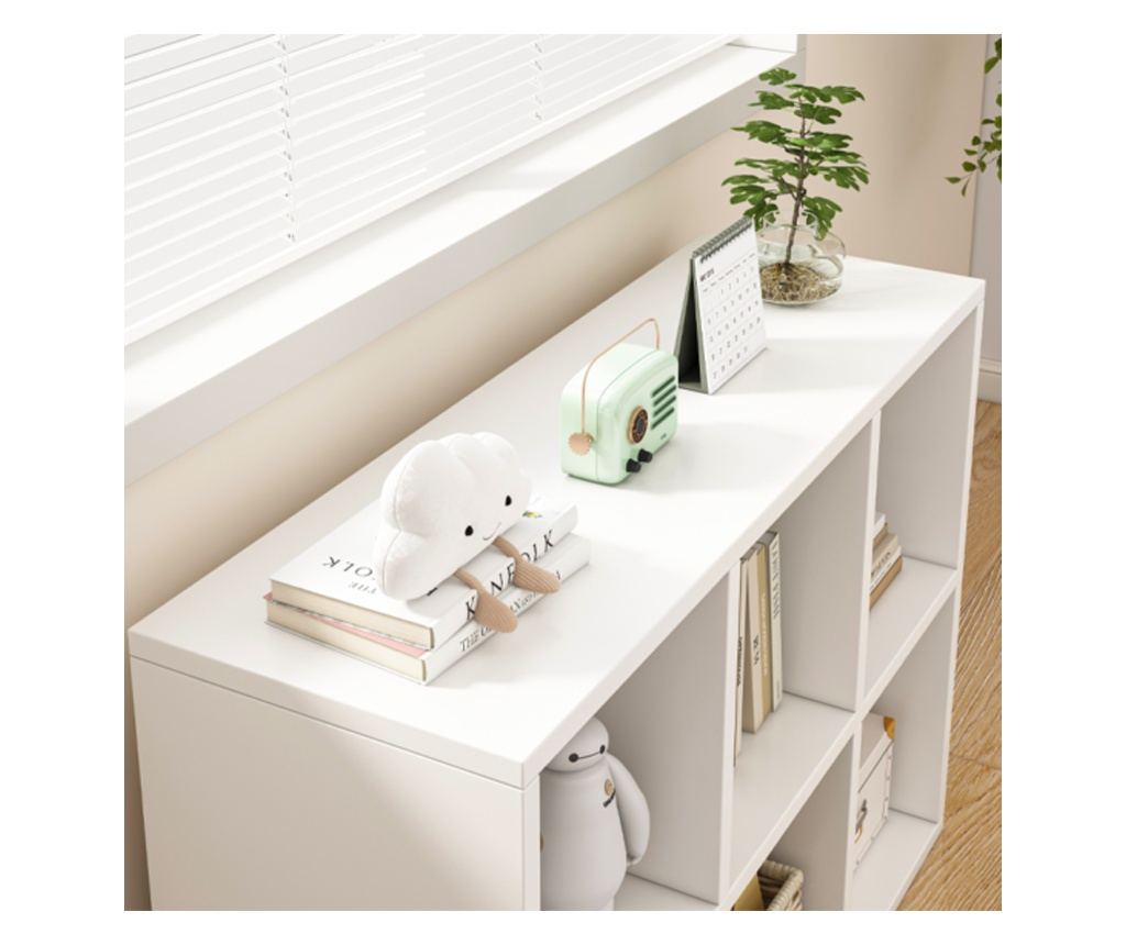 Bibliotecă deschisă, comodă cubică 2x3, spațioasă, albă, pentru cărți, de birou, modernă - 6