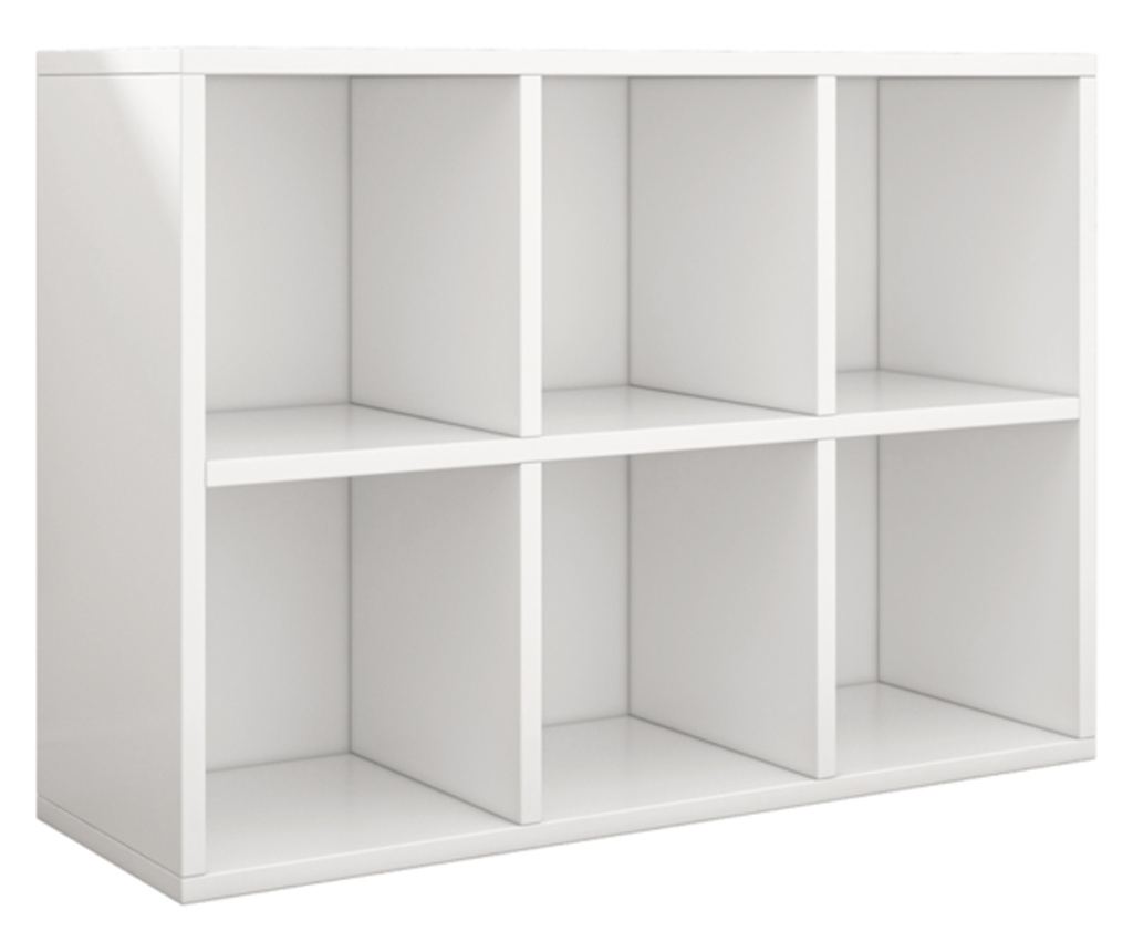 Bibliotecă deschisă, comodă cubică 2x3, spațioasă, albă, pentru cărți, de birou, modernă - 7