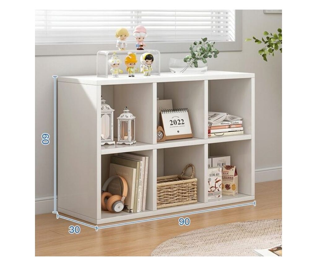Bibliotecă deschisă, comodă cubică 2x3, spațioasă, albă, pentru cărți, de birou, modernă - 8