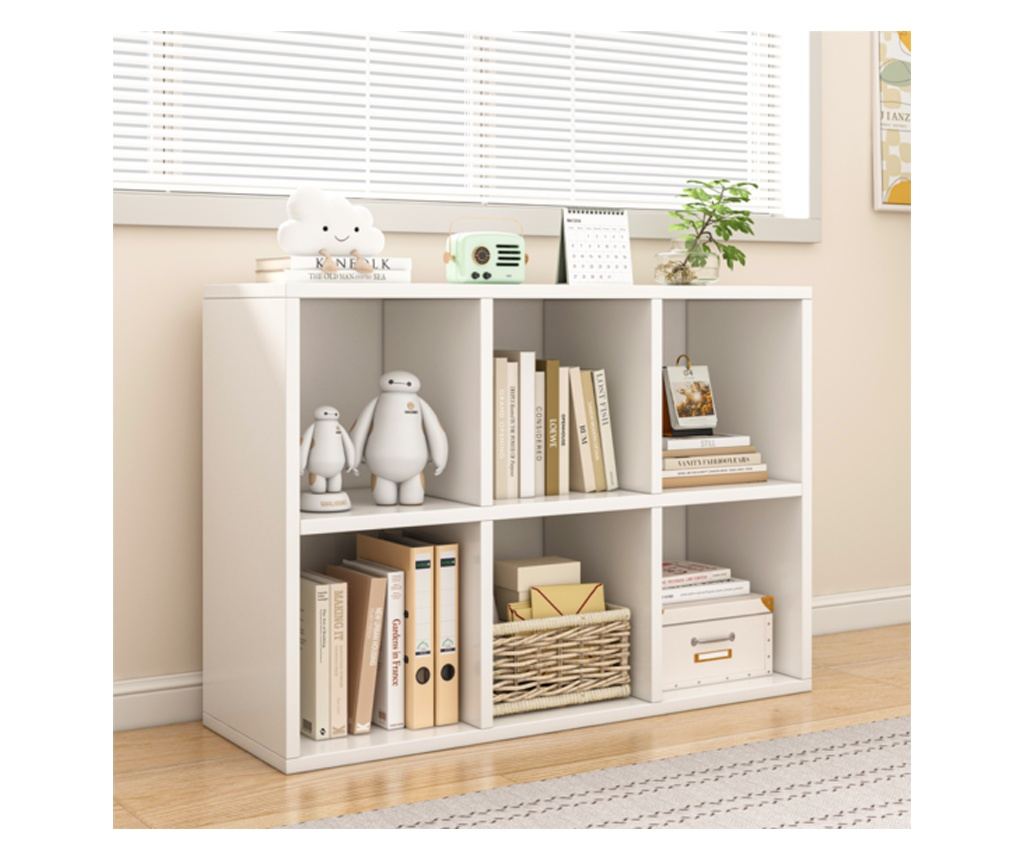 Bibliotecă deschisă, comodă cubică 2x3, spațioasă, albă, pentru cărți, de birou, modernă - 9
