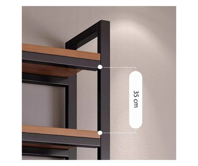 Bibliotecă industrială pentru cărți, cadru metalic, mare, lată, loft, 80 cm