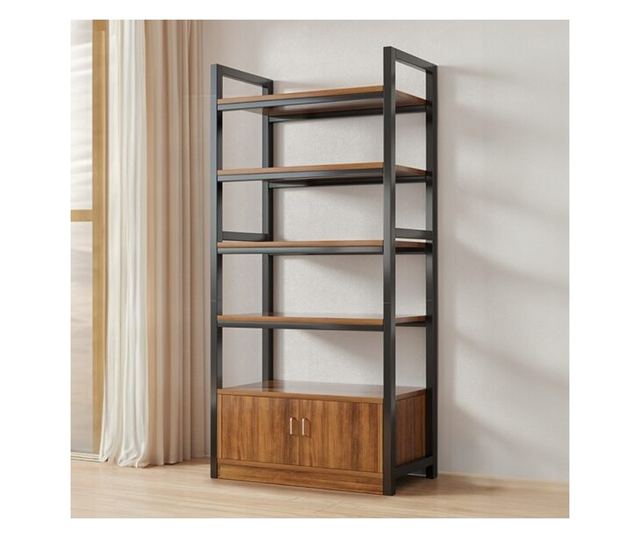 Bibliotecă industrială pentru cărți, cadru metalic, mare, lată, loft, 80 cm