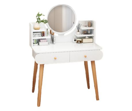 Masă de toaletă cosmetică, oglindă, machiaj, albă, mare, scandinavă, loft, modernă