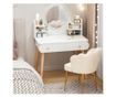 Masă de toaletă cosmetică, oglindă, machiaj, albă, mare, scandinavă, loft, modernă thumbnail 2
