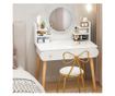 Masă de toaletă cosmetică, oglindă, machiaj, albă, mare, scandinavă, loft, modernă thumbnail 3