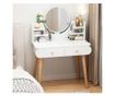 Masă de toaletă cosmetică, oglindă, machiaj, albă, mare, scandinavă, loft, modernă thumbnail 4