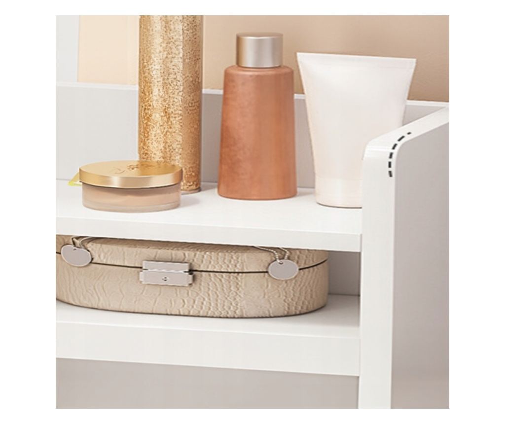 Masă de toaletă cosmetică, oglindă, machiaj, albă, mare, scandinavă, loft, modernă - 9