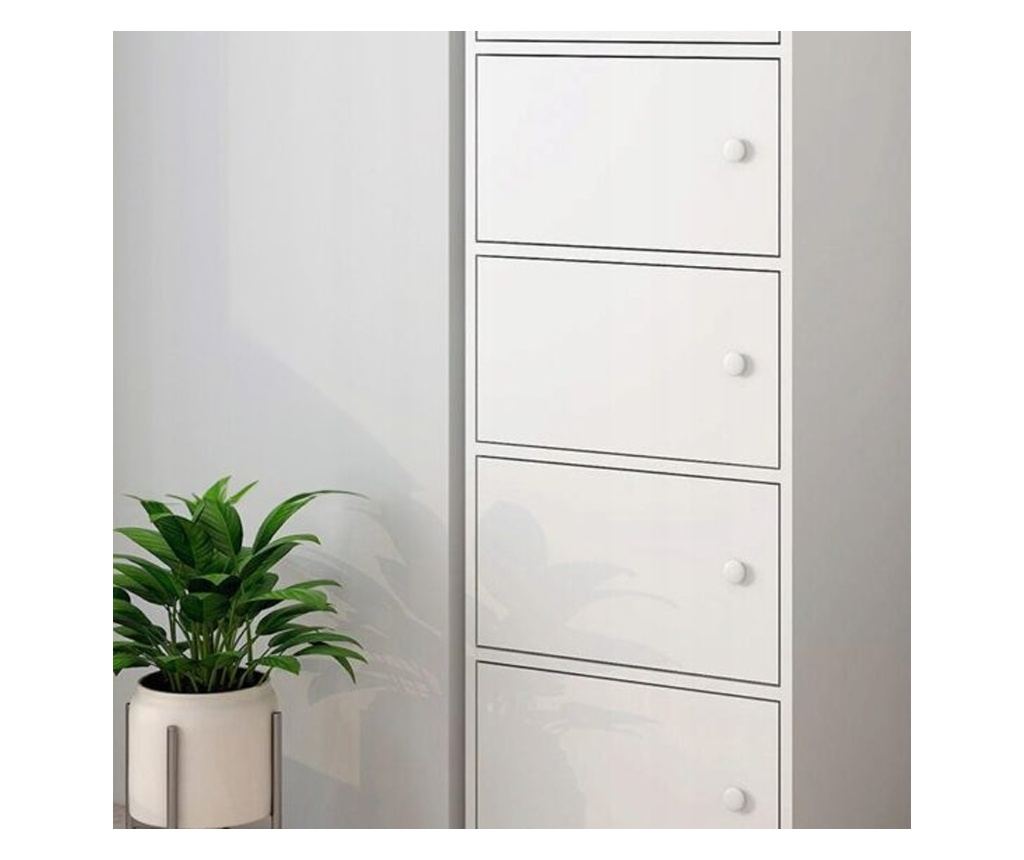 Comodă modernă și spațioasă, loft retro scandinav alb, 5 rafturi - 13