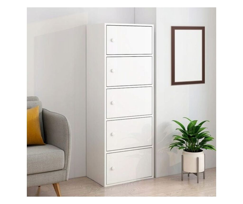 Comodă modernă și spațioasă, loft retro scandinav alb, 5 rafturi - 15