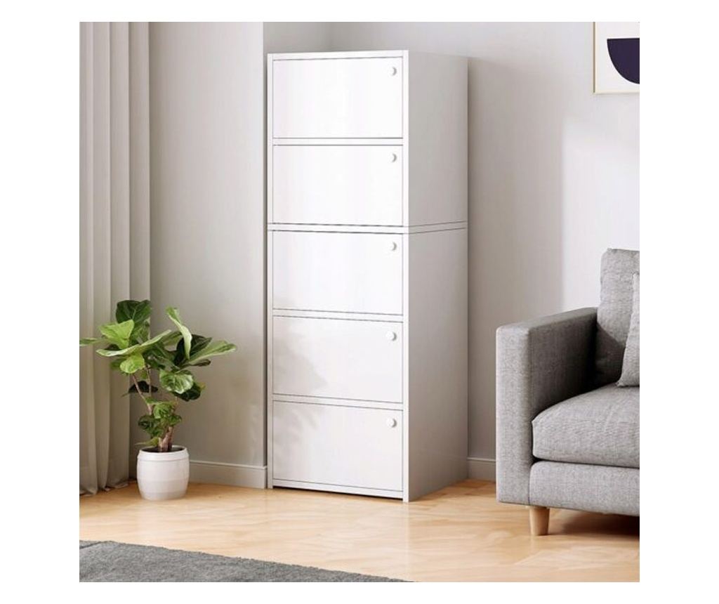 Comodă modernă și spațioasă, loft retro scandinav alb, 5 rafturi - 19