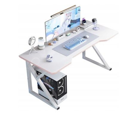 Birou pentru jocuri, masă pentru computer pentru gameri, alb, stil loft modern, 120 cm