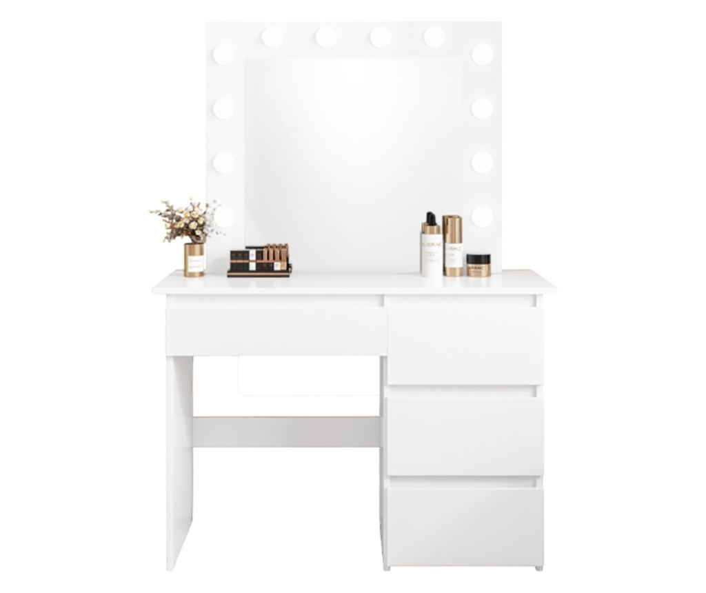 Masă de machiaj cu oglindă LED, stil loft modern, 90 cm - 8