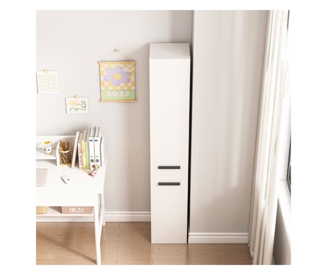 Dulap modern alb, înalt, cu 2 uși, 174 cm