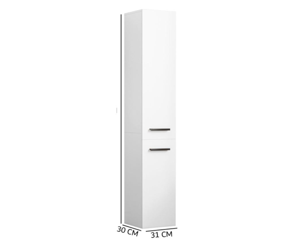 Dulap modern alb, înalt, cu 2 uși, 174 cm - 9