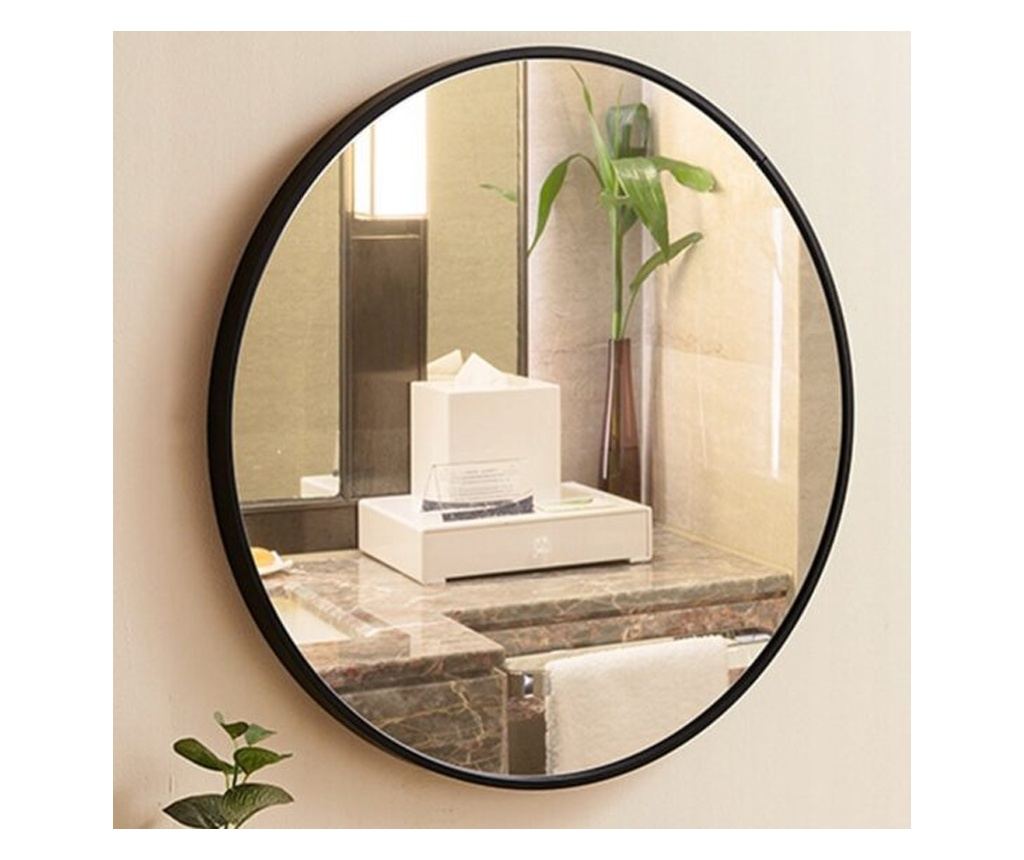 Oglindă industrială rotundă mare pentru baie, sufragerie sau dormitor, neagră, 70 cm, 700 - 7