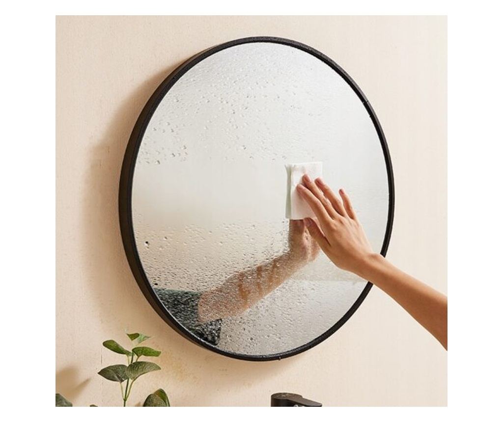 Oglindă industrială rotundă mare pentru baie, sufragerie sau dormitor, neagră, 70 cm, 700 - 4