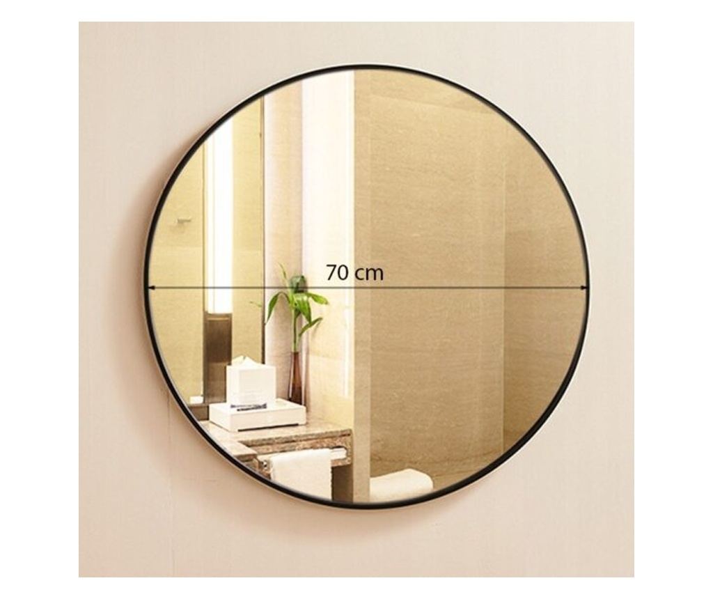 Oglindă industrială rotundă mare pentru baie, sufragerie sau dormitor, neagră, 70 cm, 700 - 5