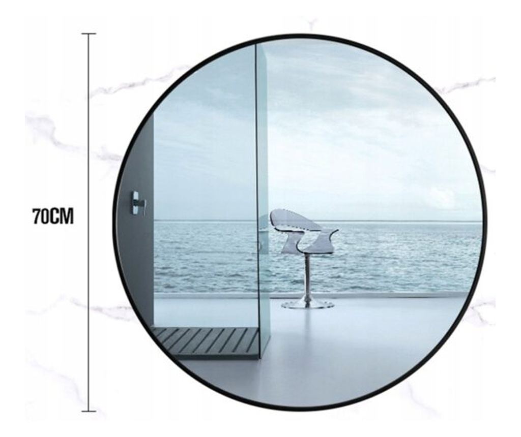 Oglindă industrială rotundă mare pentru baie, sufragerie sau dormitor, neagră, 70 cm, 700 - 6