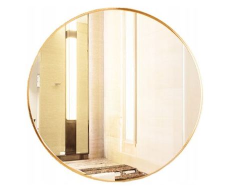 Oglindă rotundă de baie, montată pe perete, aurie, 80 cm, sufragerie, dormitor, industrială