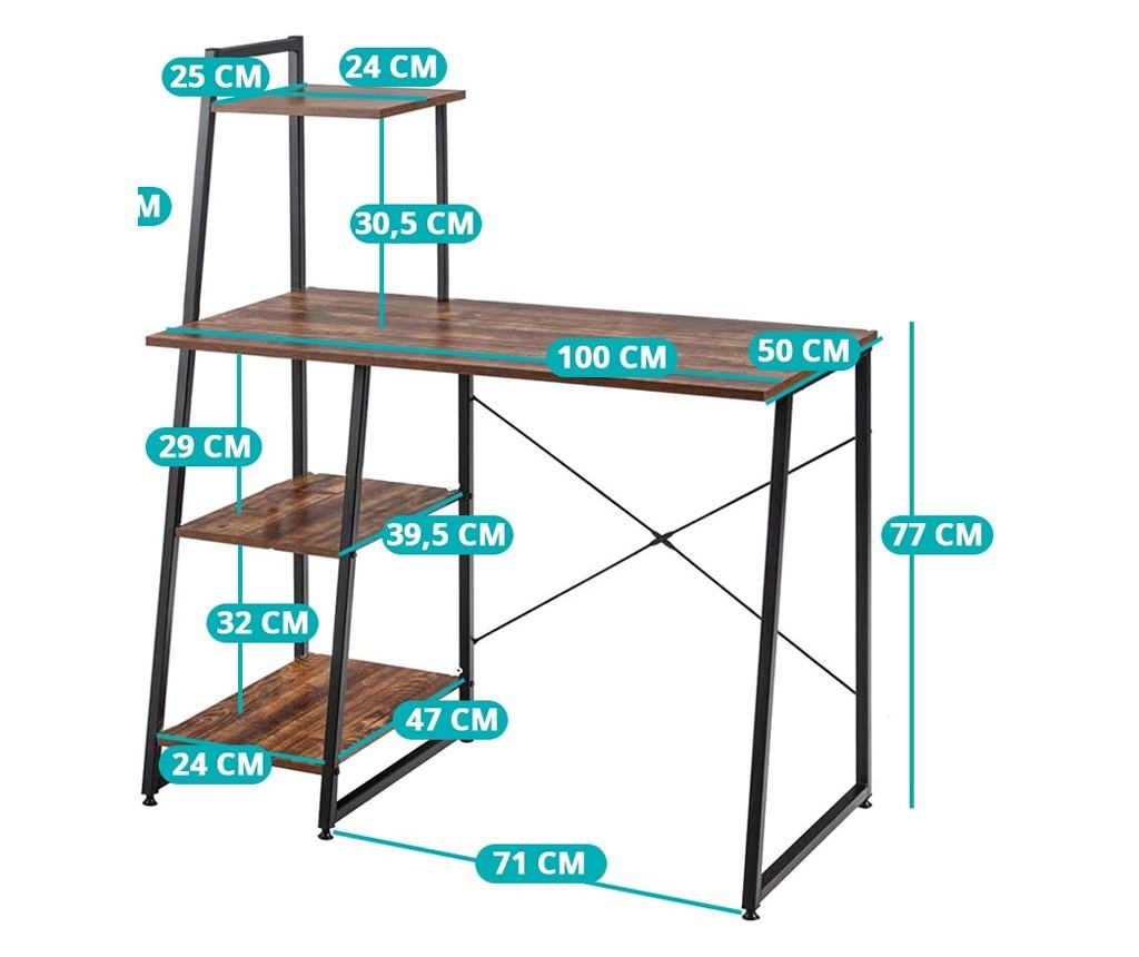 Birou de calculator compact, statie de lucru cu 4 rafturi - 4