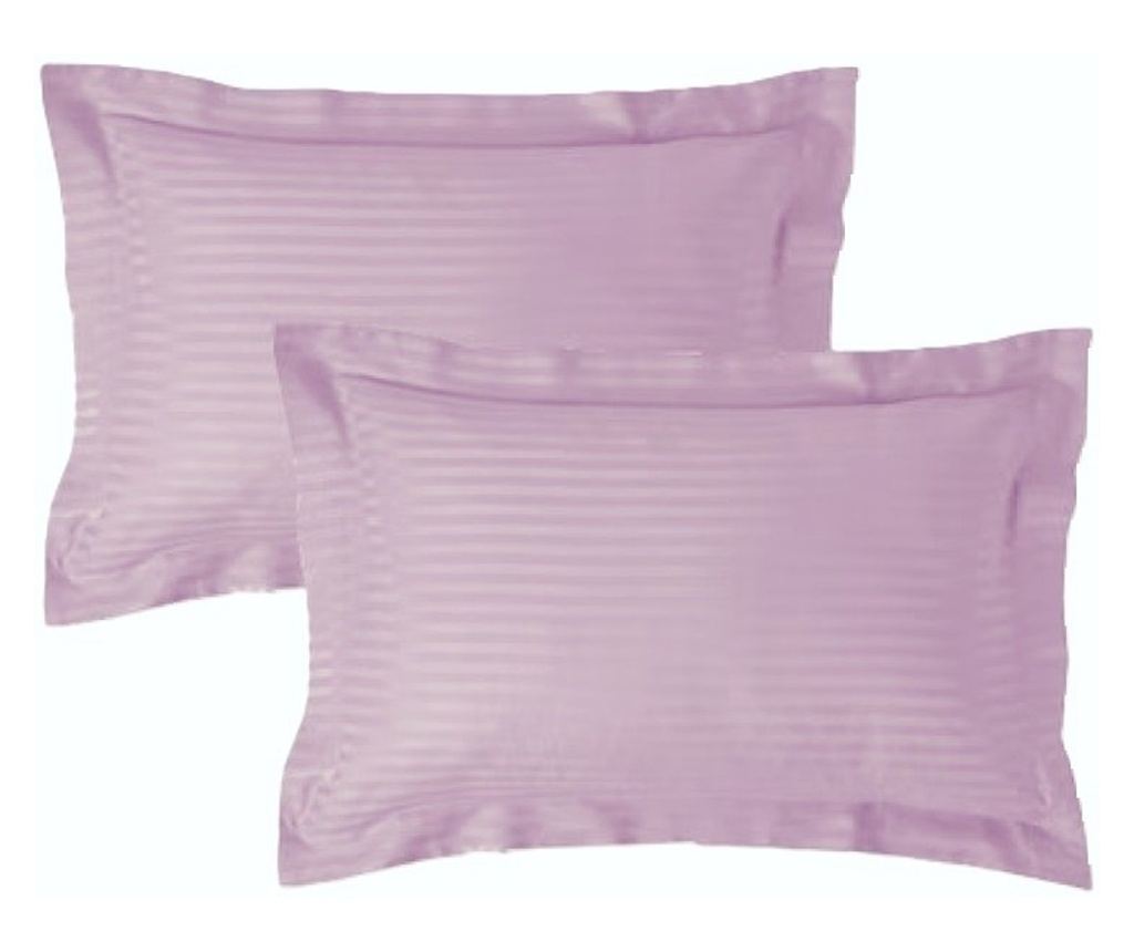 2 db-os Kotonia Home Deco párnahuzat szett - Damaszt szatén - 100% pamut, 1 cm-es csíkok, Lila, 50x70 cm - 2