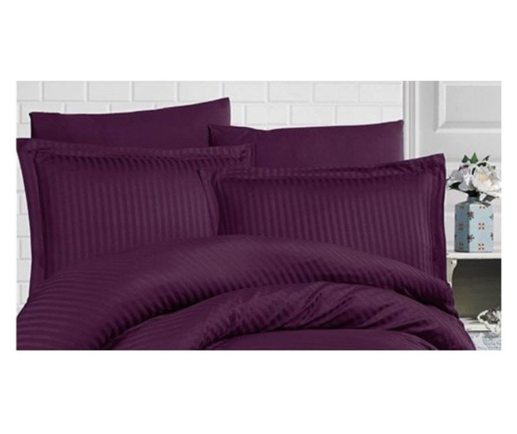 2 db-os Kotonia Home Deco párnahuzat szett - Damaszt szatén - 100% pamut, 1 cm-es csíkok, Lila, 70x70 cm - 2
